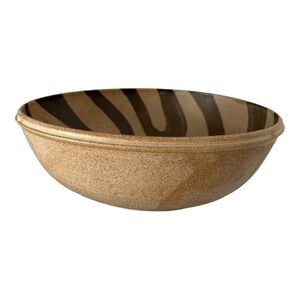 Handmade Johnson Signature Zibra Strip Caremic Stoneware Bowl 9” Round
